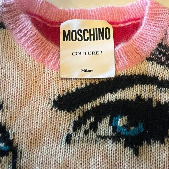 RARE Moschino Couture Graphic Intarsia Mohair Sweater - MSRP $899 - Picture 3 of 7